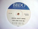 AMERICAN TOBACCO Lucky Strike Filter 100's PROMO ACETATE RADIO SPOT & CUE SHEETS