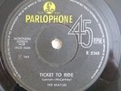 BEATLES TICKET TO RIDE SOLID CENTER RARE ORIG ISRAELI 7