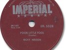 RICKY NELSON Rock'n Roll 78 RPM Record. Poor Little Fool
