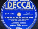 Andrews Sisters-Boogie Woogie Bugle Boy/Bounce Me Brother Decca 3598 78 HEAR