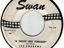 LEE ANDREWS - A NIGHT LIKE TONIGHT - SWAN PROMO 45 #4076 VG VOCAL GROUP  DOO WOP