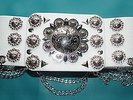 ELVIS STYLE STUNNING POWDER BLUE CONCERT BELT, WOW ALL SILVER TRIMMINGS