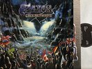 SAXON rock the nations EMC 3515 A1/B1 1st uk press with lyric inner LP EX/EX-