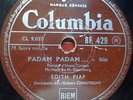 french 78 RPM - edith piaf -padam padam  - colombia france 1940's