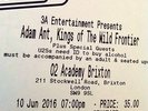 Tickets x2 Adam Ant, Kings of The Wild Frontier. 02 Academy Brixton.