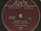 Rockabilly 78 Rpm Record Ronnie Hawkins Forty Days