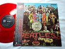 BEATLES SGT.PEPPERS JAPAN ORIGINAL 1982 UK CUTTING LIMITED MONO RED VINYL W/OBI