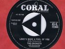 Crickets 45 Love's Made A Fool Of You 1959 VG++ Rare England Coral 45-Q.72365
