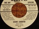 45 RPM Gene Davis  KING 4912 Satan's Daughter    BOPPER  BIO DJ