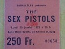 Ticket Rare Belgian Punk Concert Sex Pistols Liège january 1978 no poster clash