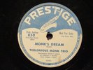 PROMO Thelonious Monk Trio 'Monk's Dream' / Little Rootie Tootie 78 Prestige