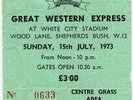 Kinks Edgar Winter Sly Stone BJH Canned Heat White City, London 15/7/73 Ticket