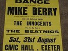 Mike Berry & Innocents/Beatnics 1963 Exeter Concert Poster