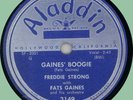 FREDDY STRONG (w/ Fats Gaines) Gaines' Boogie 78rpm Aladdin 1952 label error