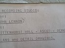 JOHN LENNON - Architectural Plans For  Recording Studio - TITTENHURST - 1969