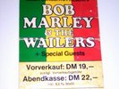 Ticket Bob Marley Tour 13.6.1980 Dortmund Westfalenhalle (Struktur Embossed)