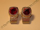 ELVIS PRESLEY OWNED AND WORN CUFFLINKS WITH RED STONES GRACELAND