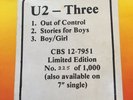 U2 Three Out of Control Irish Limited Edition Numbered First Pressing 12
