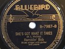 Pre-War Blues 78, Ramblin' Bob, Big Apple Blues, Bluebird 7987, HEAR FIXED AUDIO