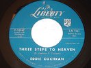 EDDIE COCHRAN 45 CUT ACROSS SHORTY Three Steps to Heaven on LIBERTY LABEL 1061