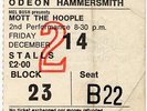 Mott The Hoople Queen Hammersmith Odeon, London 14/12/73 Ticket