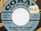 JOHNNY BURNETTE TRIO Train Kept A-Rollin’ CORAL 45 original 1956 promo 7”