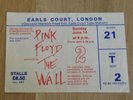 PINK FLOYD THE WALL CONCERT TICKET STUB 14 JUNE 1981 EARLS COURT RARE N/MINT-