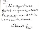 AUTHENTIC BILL WYMAN SIGNED HAND WRITTEN NOTE.. THE ROLLING STONES..REAL,,COA