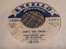Louis Brooks 45 Don't You Know/Gonna Stop Foolin' Myself Promo Jump Blues Rocker