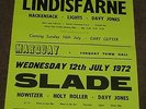 Slade/Lindisfarne/Hackensack 1972 Concert Poster
