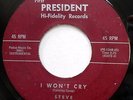 STEVE / COOKIE & THE MIXTURES 45 I Won't Cry ROCK STEADY Rockabilly  f960