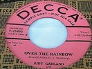 Rare  Judy Garland OVER THE RAINBOW Decca Promo 45 rpm record NM NICE unplayed