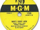 CONNIE FRANCIS 78 RPM Record. Who's Sorry Now.