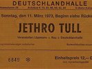 Jethro Tull Concert Ticket Berlin Germany 1973 Led Zeppelin
