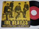 Very rare The Beatles single 45 She loves you Red Parlophone Sweden VG+/VG+