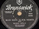BUDDY HOLLY BLUE DAYS BLACK NIGHTS BRUNSWICK 78 RPM  E- EXCELLENT MINUS GRADE