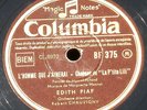 Edith Piaf M.Monnot La valse de l’amour & L’homme que j’aimera 78 RPM 10''  EX+