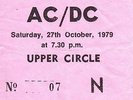 AC/DC Bon Scott ticket Glasgow Apollo 27/10/79 Highway to Hell tour