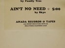 FAMILY TREE SKYE Ain't No Need ORIG DANCE MODERN SOUL HOUSE 12