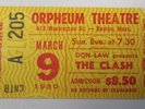 The Clash Vintage Ticket Stub Orpheum Theatre Boston 1980 Punk New Wave
