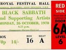 Black Sabbath Emerson Lake & Palmer ELP Festival Hall, London 26/10/70 Ticket