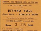 Jethro Tull Concert Ticket Victoria Hall Hanley UK 1971