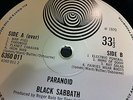 BLACK SABBATH: PARANOID, RARE ORIGINAL UK VERTIGO LARGE SWIRL