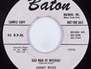 R&B Soul Popcorn 45 JIMMY RICKS Bad Man Of Missouri BATON promo HEAR