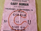 GARY NUMAN Original Concert Ticket Glasgow Apollo 20th September 1979