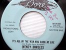 WENDY BURGESS pop psych promo 45 IT'S ALL IN THE WAY YOU LOOK AT LIFE JR184 HEAR