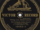 Fisk University Jubilee Quartet, Swing Low, Victor 16453, Patents Label 78 rpm
