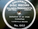 COLUMBIA 662 78 RPM RECORD SPENCER & HARLAN 1902 ONE-SIDED SPOKEN ANNOUNCEMENT