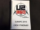U2 - 360 TOUR - EUROPE 2010 - CREW ITINERARY - JOSHUA TREE CLUES