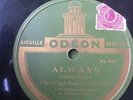 Vinyle 78 Tours RPM ODEON ALWAYS IRVING BERLIN chanté par JOSEPHINE BAKER